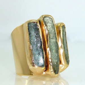 Kyanite Ring, Raw Gemstone Ring, Cocktail Ring, 24K Gold Adjustable Wide  Band Ring, Gold ring, Statement Kyanite Ring, By Inbal Mishan.