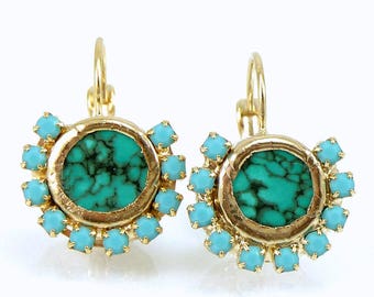 Turquoise Gold Earrings, Gemstone Dangle Earrings, Turquoise Jewelry, December Birthstone, Turquoise Drop Earrings, Turquoise Earrings.
