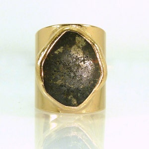Pyrite Ring Pyrite Gemstones Ringgeometric Ring Cocktail - Etsy