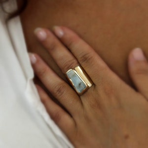 Aquamarine, Aquamarine Ring, March Birthstone, Raw Aquamarine Ring, Statement, Cocktail Ring,Statement Ring, Raw Crystal Ring,Jewelry Gifts. image 4