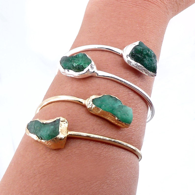 Raw Emerald Bangle Emerald Bracelet Emerald Cuff - Etsy