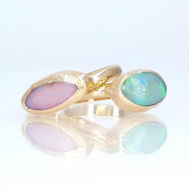 Opal Ring, Raw Opal Ring, Gold Ring, Opal, Stacking Ring, Stone ring, Raw Stone Ring, Gemstone Ring, Stackable Ring, October Birthstone. image 3
