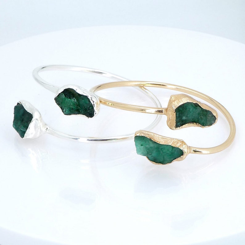 Raw Emerald Bangle Emerald Bracelet Emerald Cuff | Etsy