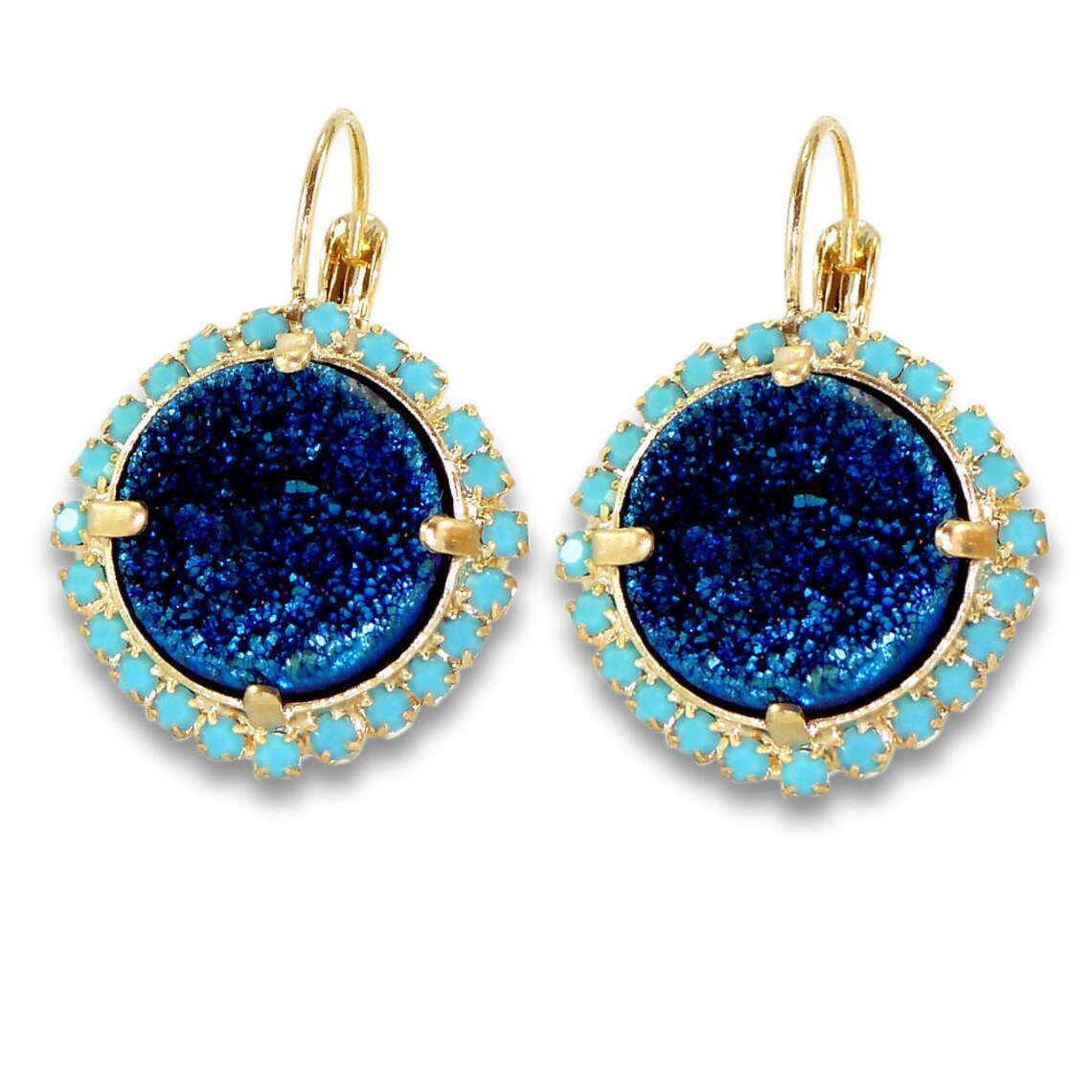 light blue statement earrings