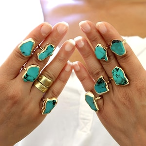 Turquoise Ring, Best Gift, December Birthstone Ring, Personalized Jewelry Rings, Gift For Her, Boho Birthstone Gift For Women, Raw Stone.