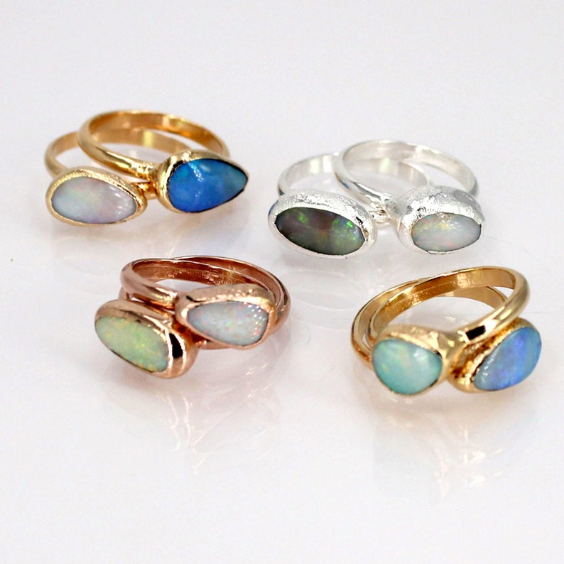 Opal Ring, Raw Opal Ring, Gold Ring, Opal, Stacking Ring, Stone ring, Raw Stone Ring, Gemstone Ring, Stackable Ring, October Birthstone. image 9