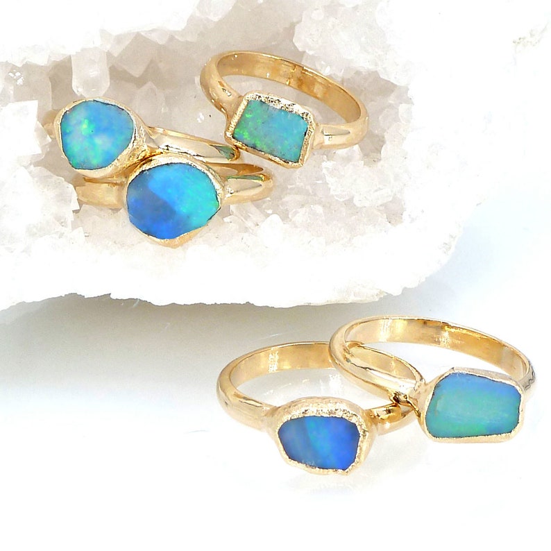 Raw Opal Ring, opal jewellery, Raw Stone Ring, Stacking Rings, Stackable Gemstone Ring, Opal, Womens Ring, Rough Opal Ring, Gift For Her image 6