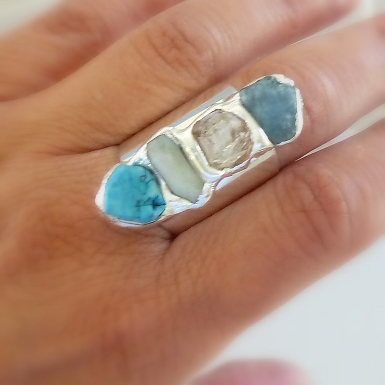 CUSTOM Birthstone Family Ring, Raw Stone Ring, Personalized Gift For Mom, Custom Mothers Ring, Handmade Jewelry Gifts, Statement Ring, Gift. image 8