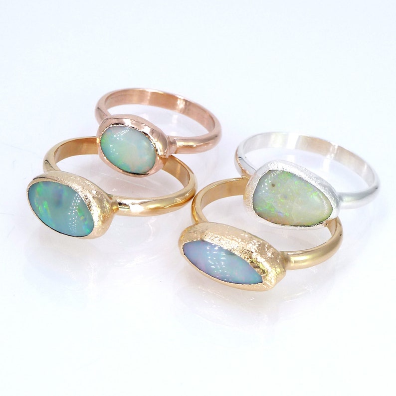 Opal Ring, Raw Opal Ring, Gold Ring, Opal, Stacking Ring, Stone ring, Raw Stone Ring, Gemstone Ring, Stackable Ring, October Birthstone. image 7
