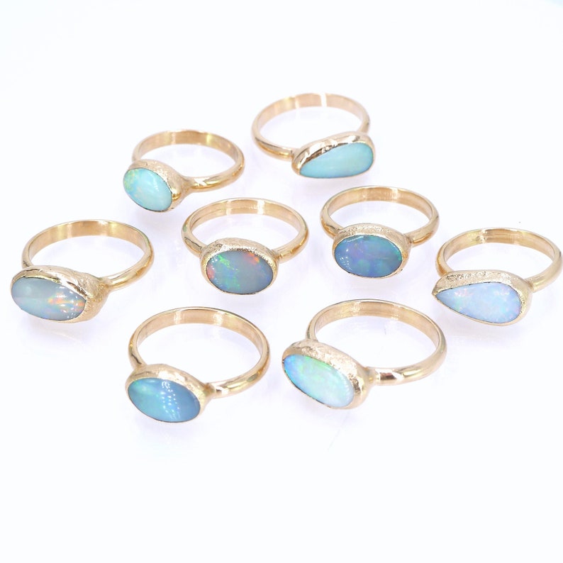 Opal Ring, Raw Opal Ring, Gold Ring, Opal, Stacking Ring, Stone ring, Raw Stone Ring, Gemstone Ring, Stackable Ring, October Birthstone. image 4