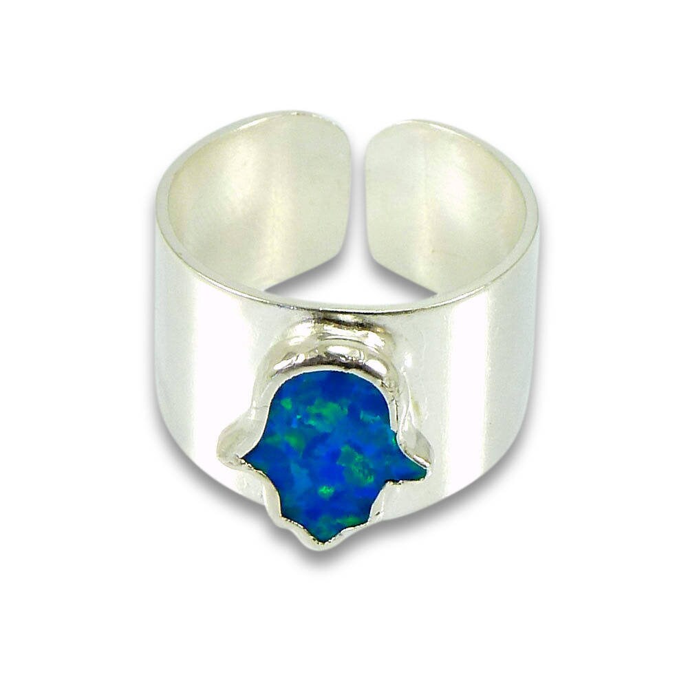 Hamsa Ring Blue Opal Hamsa Ring Gemstone Ring September | Etsy