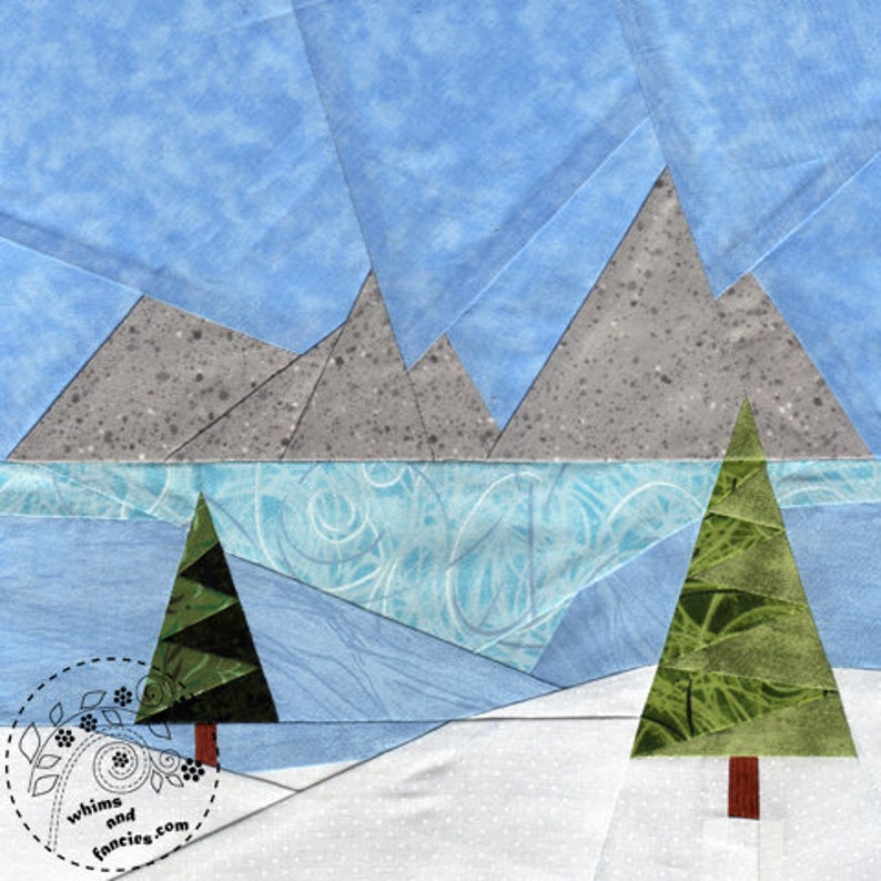 Winter Meadow Paper Piecing winter landscape quilt pattern Etsy