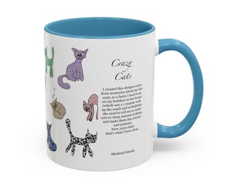 Taza de café con divertido dibujo de gato hecho a mano, regalo para amantes de los gatos
