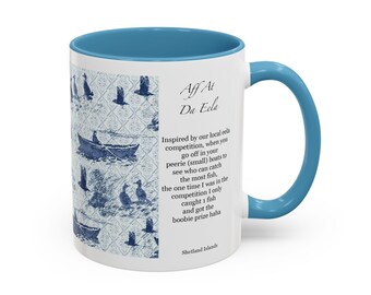 Blue Fishing Mug, Coastal Seaside Mug, Blue Boat Mug, Blue Mug, Shetland Mug, Gone Fishing Mug, Gift for Fishing Dad, Fishing Gift