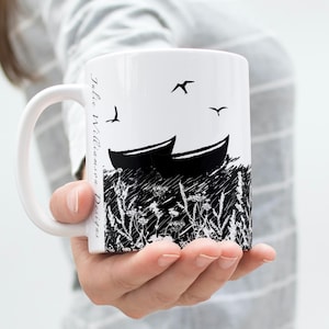 Seaside Mug, Boat Mug, Nautical Coffee Cup, Ocean Lover Gift, Gone Fishing Mug, Fishing Boat Mug, Wild Swimmer, Coastal Mug, Gift For Him