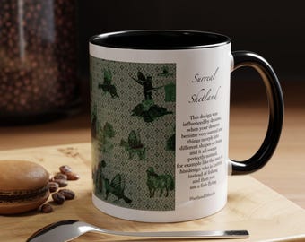 Surreal Mug, Flying Fish, Gothic Animal Head Mug, Dark Fantasy Mug, Weird Animal Mug, Dark Art Mug, Surreal Dreams, Green and Black mug