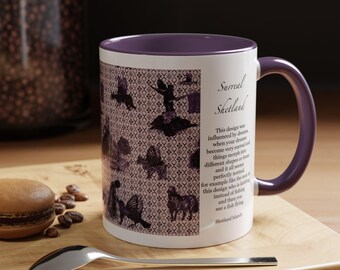 Purple Surreal Mug, Flying Fish, Gothic Animal Heads Mug, Fantasy Dream World Cup, Weird and Wonderful Mug, Dark Art Mug, Surreal Dreams,