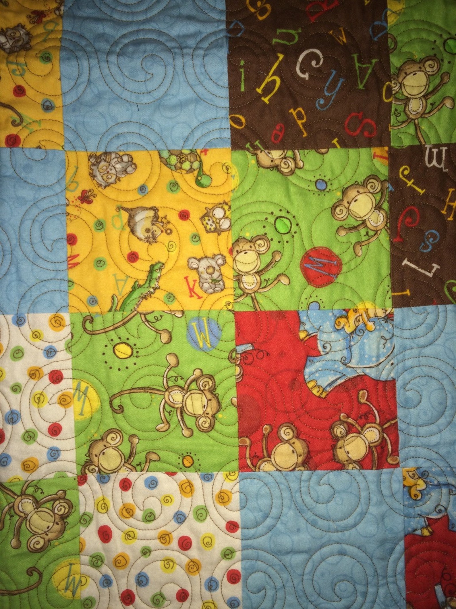 Baby Blanket Gender Neutral Abc's Quilt Animal Quilt Etsy