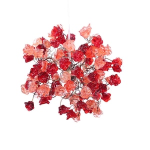 Red and pink roses pendant light for hall, children room, bedroom, as a kitchen island lighting. image 1