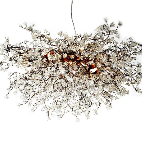 Modern Ceiling Light Fixture with Clear flowers Hanging chandeliers for Dining Room