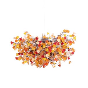 Hanging chandeliers with autumn color flowers and leaves for Dining Room, bedroom or living room.