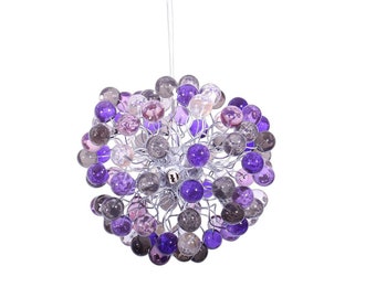 Ceiling Light Fixture, Purple and gray color bubbles for children room, girl room or Dining Room table.