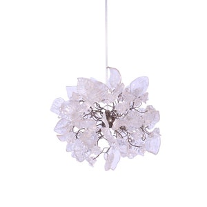 Pendant light with Crystal clear flowers and leaves for hall, bathroom or as a bedside lamp a unique lighting. image 2