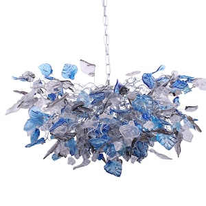 Modern lighting with blue and gray flowers & leaves for Dining Room, living room or bedroom. modern home lighting