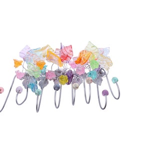Coat rack, Wall Hook with Pastel resin flowers and leaves and , decorative wall hanger.