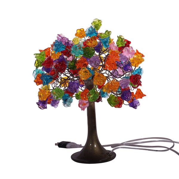 Desk lamp, flowers bedside lamp with multicolored flowers,small table lamp, colorful flowers lighter. bedside light.