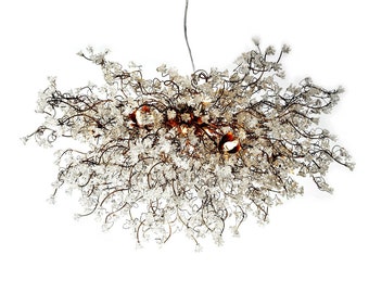 Modern Ceiling Light Fixture with Clear flowers Hanging chandeliers for Dining Room