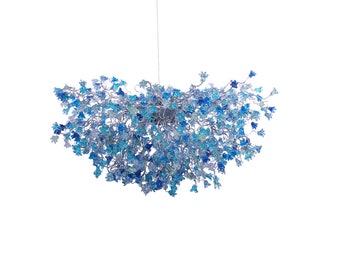 Grand Blue & Gray Flower Light Chandelier