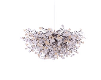 Modern Ceiling Light Fixture with Clear and gold flowers Hanging chandeliers for Dining Room