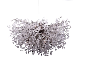 Large lighting Chandelier with clear flowers, Chandelier Ceiling for Dining Room or living room.