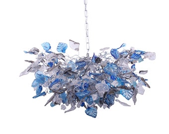 Modern lighting with blue and gray flowers & leaves for Dining Room, living room or bedroom. modern home lighting