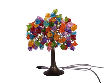 Desk lamp, flowers bedside lamp with multicolored flowers,small table lamp, colorful flowers lighter. bedside light.