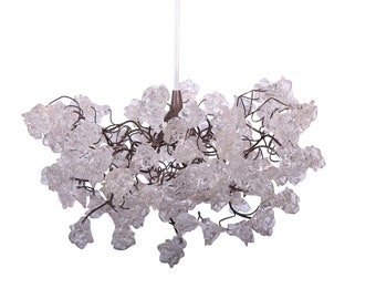 Pendant light with Clear flowers and metal wire hanging chandelier for hall, bathroom, bedside light.