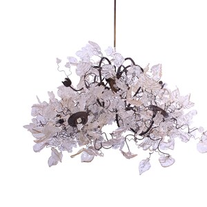 Floral Chandelier: Resin Flowers & Leaves, Dining Room Lighting