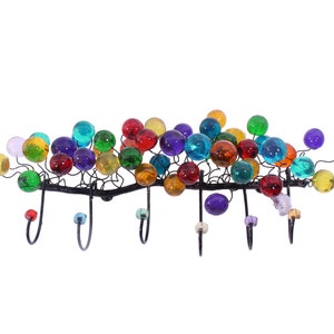 Decorative Wall Hooks, Coat rack with Multicolored resin bubbles, for towel, jewelry.