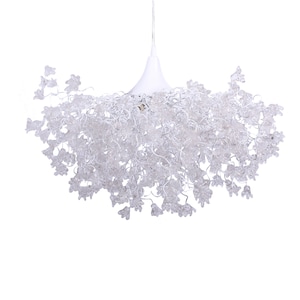 Ceiling lamp, hanging light, chandelier with white and clear jumping flowers for living room, Dining Room light