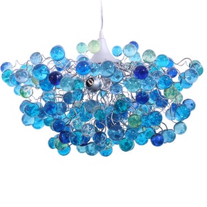Lighting Chandelier with sea colored bubbles, hanging lamp with different size of bubbles for children room or dining room.