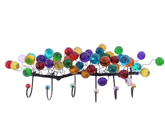 Decorative Wall Hooks, Coat rack with Multicolored resin bubbles, for towel, jewelry.