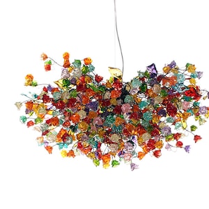 Ceiling light fixture with multicolored flowers