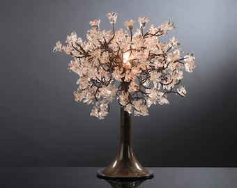 Clear Table Lamp, modern desk lamp with clear Jumping Flowers , flowers bedside table lamp.