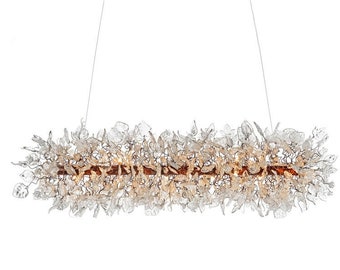 Large unique Ceiling Chandelier with Transparent flowers and leaves