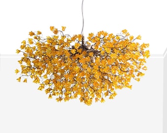 Yellow Lighting, chandelier with flowers, hanging lamp, flowers lights for Dining Room, statement lighting