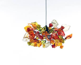 Ceiling pendant light with warm color flowers and leaves for living rooms, Kitchen island, bedroom.
