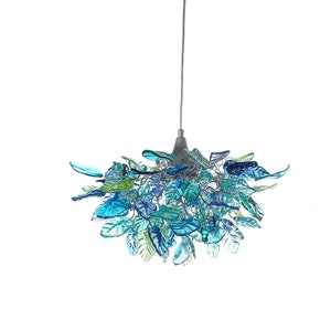 Unique Chandelier with Sea color flowers and leaves for Dining Room, hall or bedroom. image 2