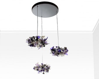 Plafoniera Fiori Colorati : Lampade a sospensione con foglie e fiori di colore caldo etsy