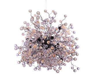 Large Hanging oval chandeliers with blue and green flowers and leaves for Dining Room, or living room Large Hanging oval chandeliers with blue and green flowers and leaves for Dining Room, or living room